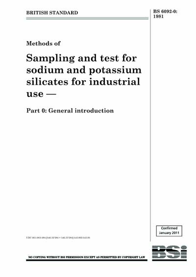 BS 6092-0:1981 - Methods of sampling and test for sodium and potassium ...