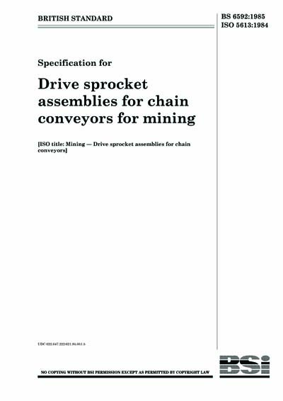 BS 6592:1985 - Specification for drive sprocket assemblies for chain ...