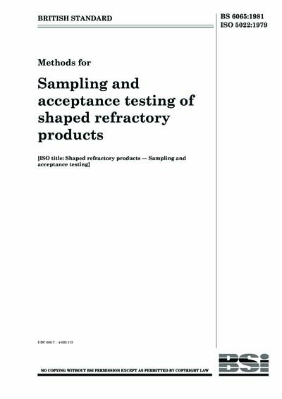 BS 6065:1981 - Methods for sampling and acceptance testing of shaped ...