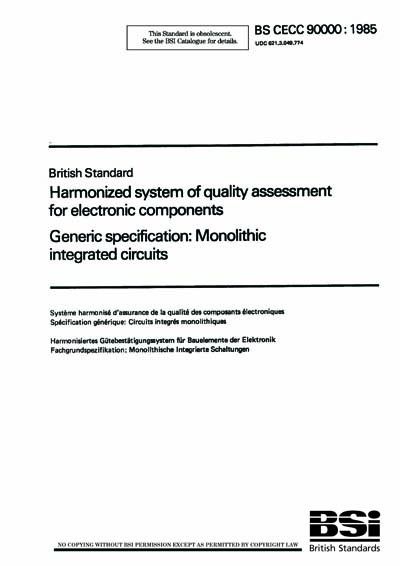 Cecc Component Summary BS CECC 90000:1985 - Harmonized system of quality assessment for ...