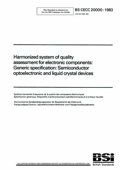 Cecc Component Summary BS CECC 20000:1983 - Harmonized system of quality assessment for ...