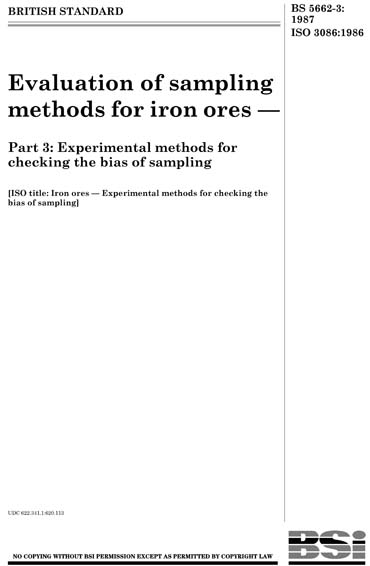 BS 5662-3:1987 - Evaluation of sampling methods for iron ores ...