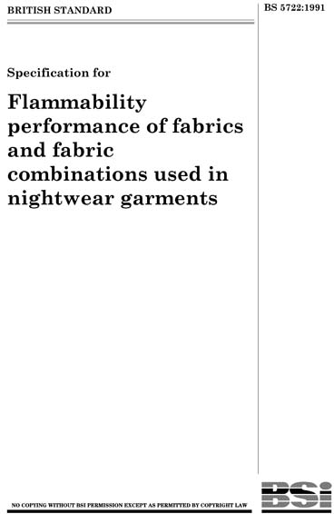 BS 5722:1991 - Specification for flammability performance of fabrics ...