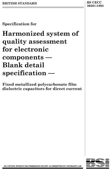 Cecc Component Summary BS CECC 30501:1993 - Specification for harmonized system of quality ...