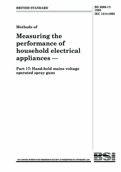 BS 3999-17:1993 - Methods of measuring the performance of household ...