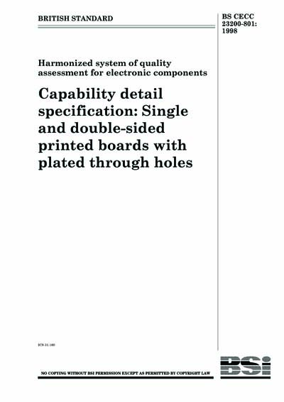 Cecc Component Summary BS CECC 23200-801:1998 - Harmonized system of quality assessment for ...