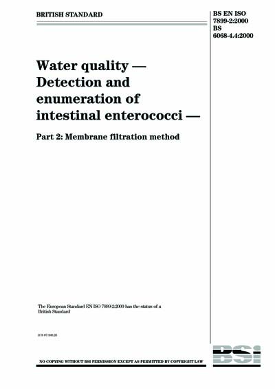 Bs En Iso 7899 2 2000 Water Quality Detection And Enumeration Of Intestinal Enterococci In