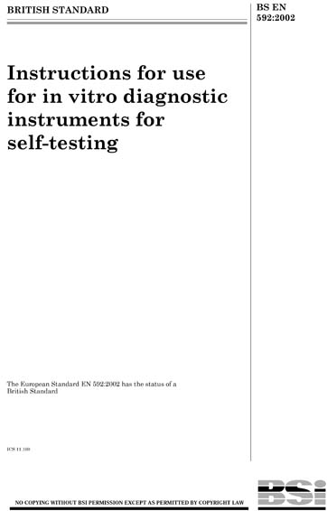 BS EN 592:2002 - Instructions for use for in vitro diagnostic ...