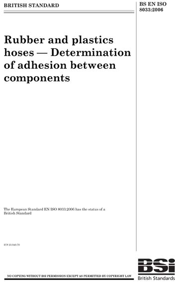 BS EN ISO 8033:2006 - Rubber and plastics hoses. Determination of ...