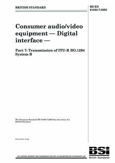 BS EN 61883 7 2003 Consumer Audio video Equipment Digital Interface 