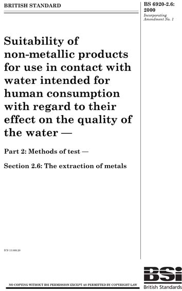 BS 6920-2.6:2000 - Suitability of non-metallic products for use in ...