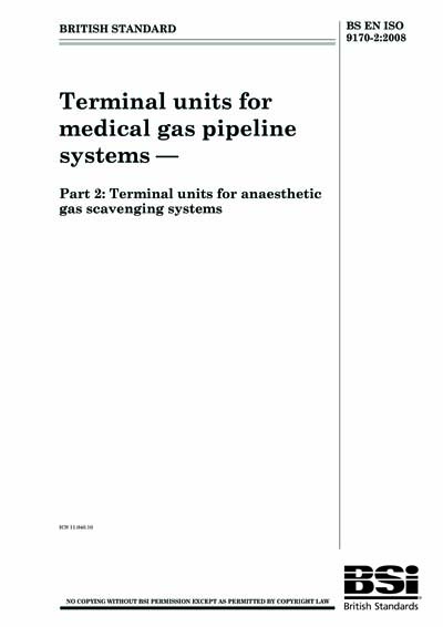 BS EN ISO 9170-2:2008 - Terminal units for medical gas pipeline systems ...