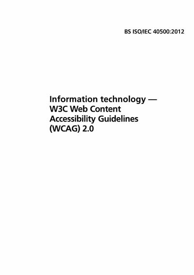 BS ISO/IEC 40500:2012 - Information technology. W3C Web Content ...