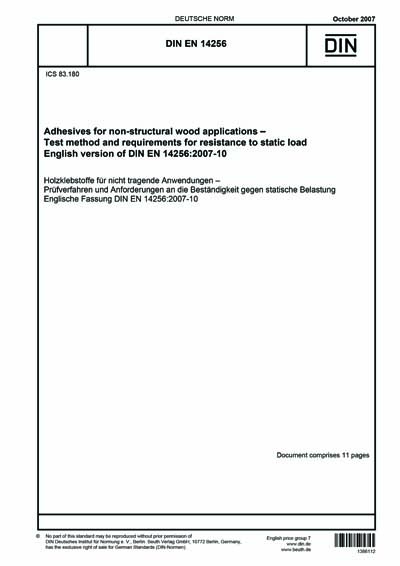 DIN EN 14256:2007 - Adhesives for non-structural wood applications ...