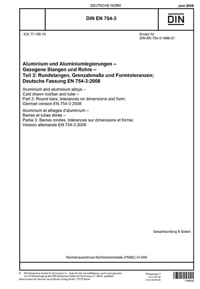 DIN EN 754-3:2008 DE - Aluminium und Aluminiumlegierungen - Gezogene ...