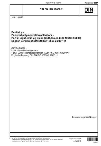 DIN EN ISO 10650-2:2007 - Dentistry - Powered polymerization activators ...