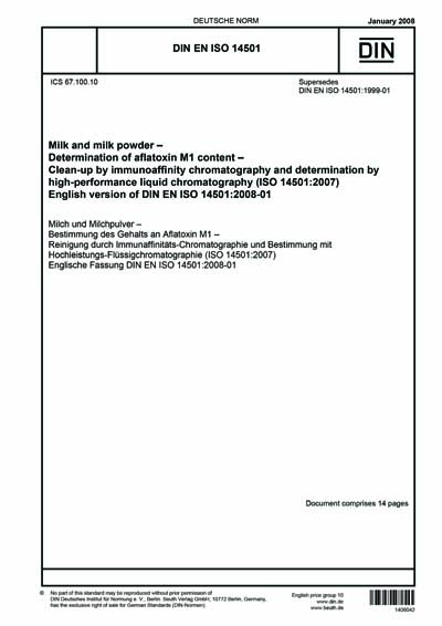 DIN EN ISO 14501:2008 - Milk and milk powder - Determination of ...
