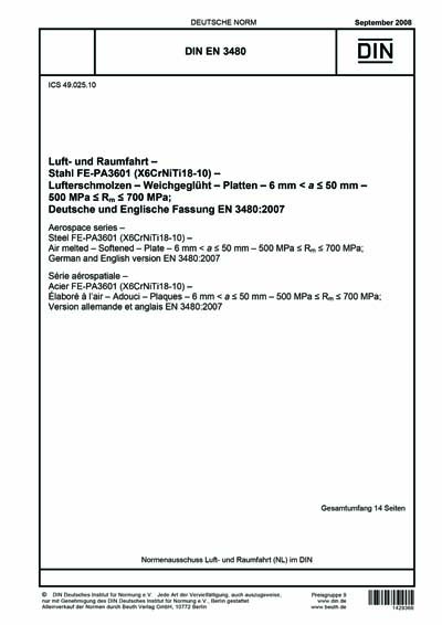 DIN EN 3480:2008 - Aerospace series - Steel FE-PA3601 (X6CrNiTi18-10 ...