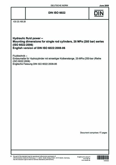 DIN ISO 6022:2008 - Hydraulic fluid power - Mounting dimensions for ...