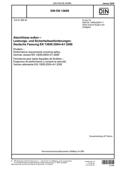 DIN EN 13659:2009 DE - Abschlüsse außen - Leistungs- und ...