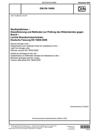 DIN EN 15659:2009 DE - Wertbehältnisse - Klassifizierung und Methoden ...