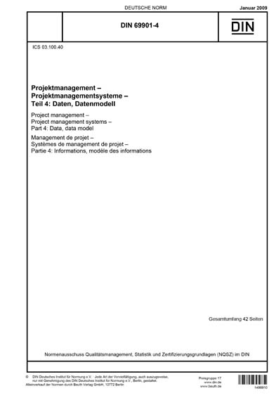 DIN 69901-4:2009 DE - Projektmanagement - Projektmanagementsysteme