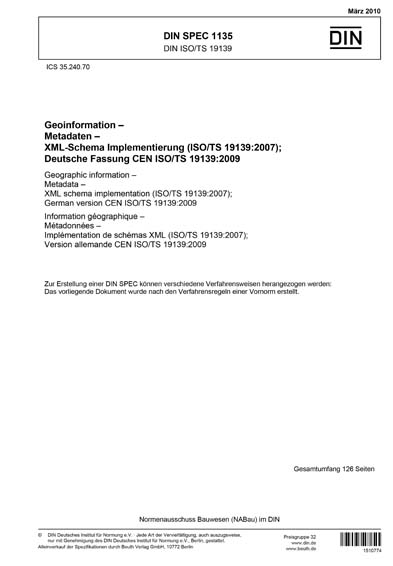 Iso 19139 Example DIN SPEC 1135*DIN ISO/TS 19139:2010 DE - Geoinformation - Metadaten ...