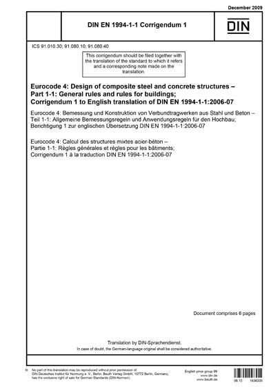 DIN EN 1994-1-1 Berichtigung 1:2009 - Eurocode 4: Design of composite ...