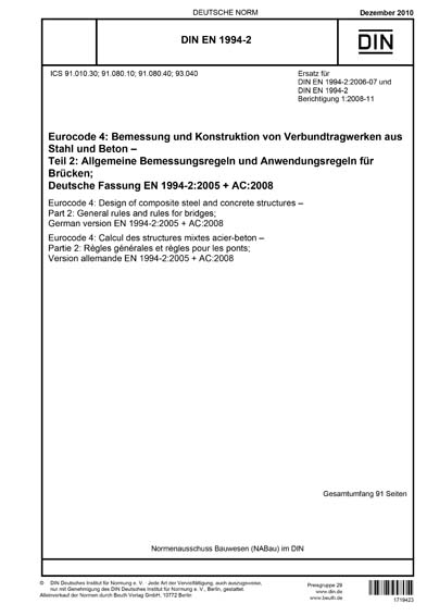 DIN EN 1994-2:2010 DE - Eurocode 4: Bemessung und Konstruktion von ...