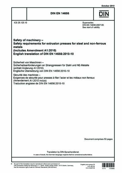 DIN EN 14656:2010 - Safety of machinery - Safety requirements for ...