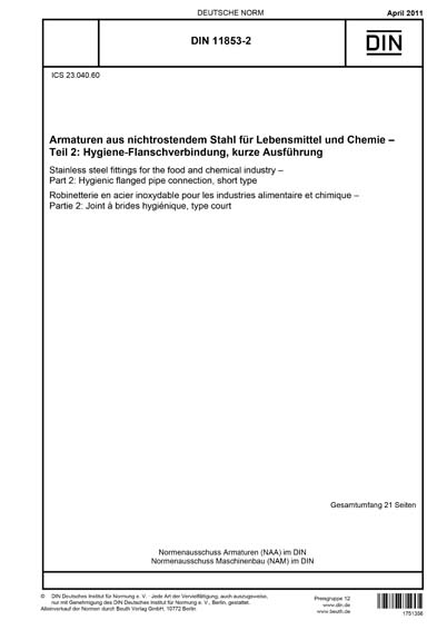 DIN 11853-2:2011 DE - Armaturen aus nichtrostendem Stahl für ...