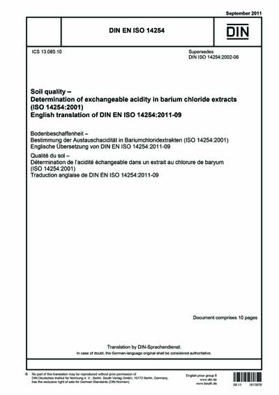 DIN EN ISO 14254 2011 Soil Quality Determination Of Exchangeable 