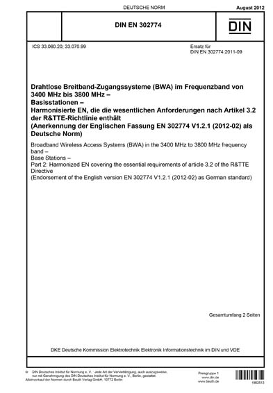 DIN EN 302774:2012 DE - Drahtlose Breitband-Zugangssysteme (BWA) im ...