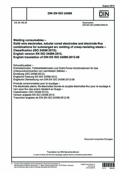 DIN EN ISO 24598:2012 - Welding consumables - Solid wire electrodes ...