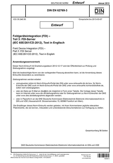 Fdi Server DIN EN 62769-3:2013 DE - Feldgeräteintegration (FDI) - Teil 3: FDI ...