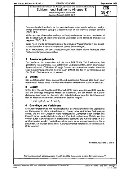 DIN 38414 9 1986 DE Deutsche Einheitsverfahren Zur Wasser Abwasser 