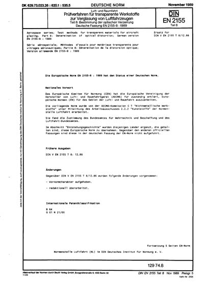 DIN EN 2155-8:1989 DE - Luft- und Raumfahrt; Prüfverfahren für ...