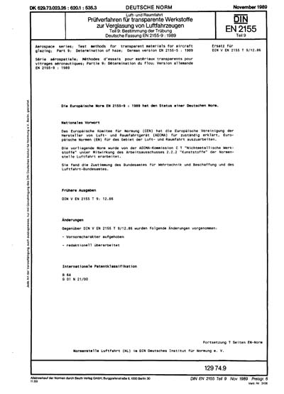 DIN EN 2155-9:1989 DE - Luft- und Raumfahrt; Prüfverfahren für ...