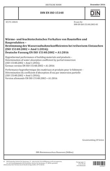 DIN EN ISO 15148:2016 DE - Wärme- und feuchtetechnisches Verhalten von ...