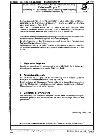 DIN 38406 14 1992 DE Deutsche Einheitsverfahren Zur Wasser Abwasser 