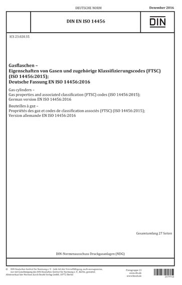 DIN EN ISO 14456:2016 DE - Gasflaschen - Eigenschaften von Gasen und ...