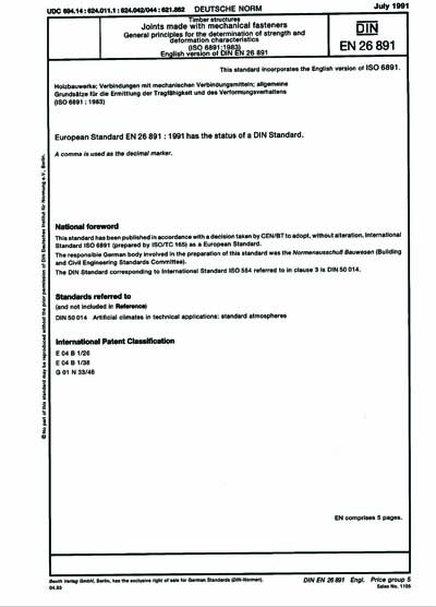 Iso 6891 DIN EN 26891:1991 - Timber structures; joints made with mechanical ...