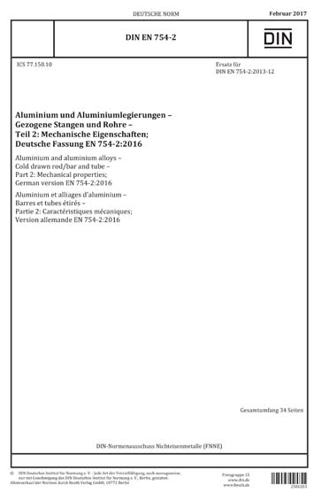 DIN EN 754-2:2017 DE - Aluminium und Aluminiumlegierungen - Gezogene ...