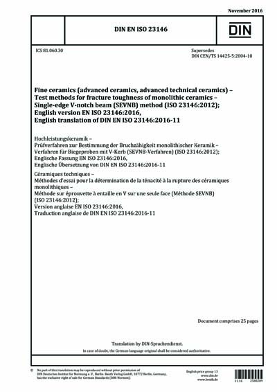 Iso 3146 DIN EN ISO 23146:2016 - Fine ceramics (advanced ceramics, advanced ...
