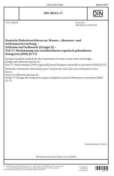 DIN 38414 17 2017 DE Deutsche Einheitsverfahren Zur Wasser Abwasser 