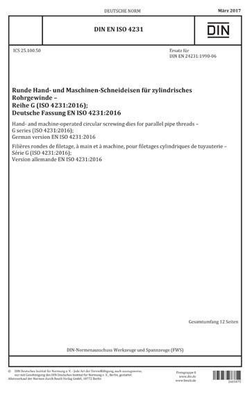 DIN EN ISO 4231:2017 DE - Runde Hand- und Maschinen-Schneideisen für ...