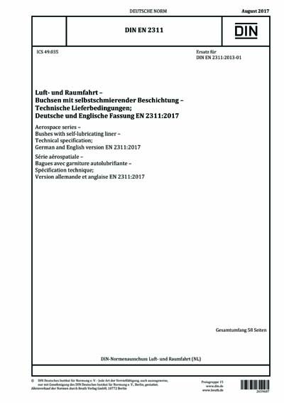 DIN EN 2311:2017 - Aerospace series - Bushes with self-lubricating ...