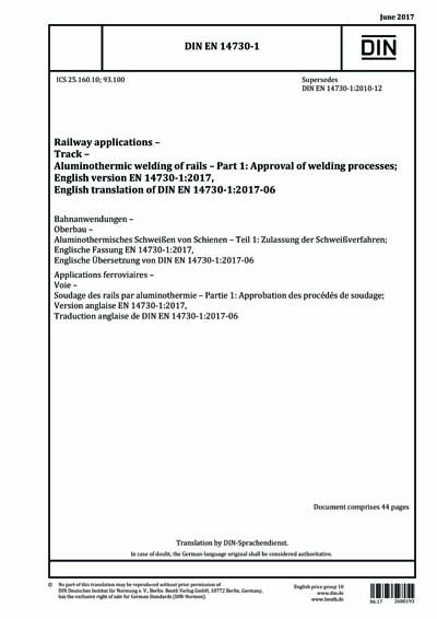 DIN EN 14730 1 2017 Railway Applications Track Aluminothermic din-en-14730-1-2017-railway-applications-track-aluminothermic
