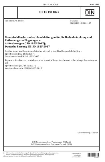 DIN EN ISO 1825:2018 DE - Gummischläuche und -schlauchleitungen für die ...