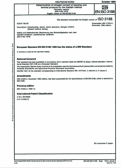 Iso 3187 Sampling Guidelines.pdf DIN EN ISO 3188:1994 - Starches and derived products - Determination of ...